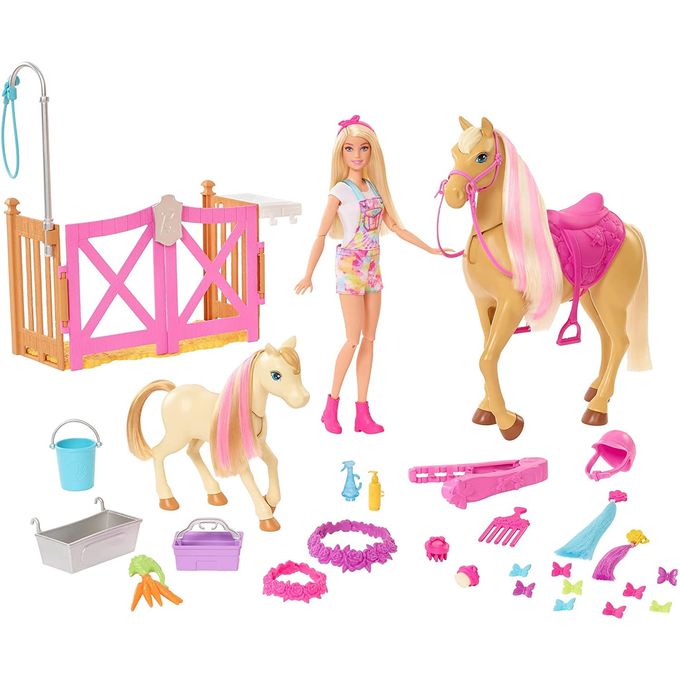 Boneca Barbie com Cavalo - Penteados Divertidos Gxv77 - MATTEL