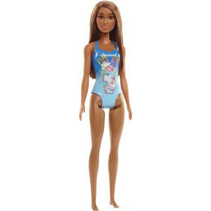 Boneca Barbie Praia Morena - Maiô Azul Hdc51 - MATTEL