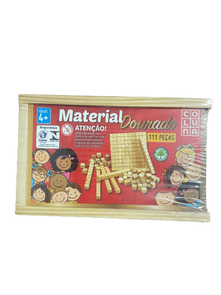 Material Dourado 111 Peças - Caixa de Madeira - Pais & Filhos