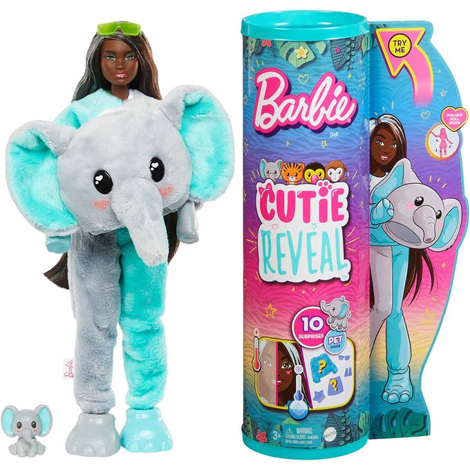 Boneca Barbie Cutie Reveal 10 Surpresas com Mini Pet e Fantasia de Elefante Hkp98 - MATTEL
