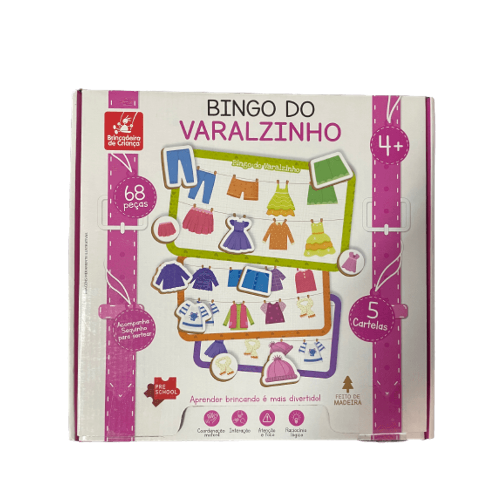 Brinquedo Infantil Jogo Bingo Varalzinho 61 Peças Brincadeira De