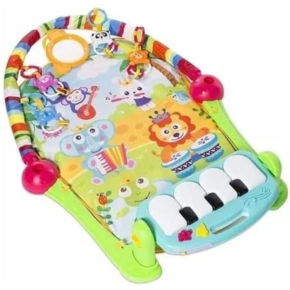 Tapete De Atividades Infantil Com Piano Musical - Dino Verde Para Bebês 2M+