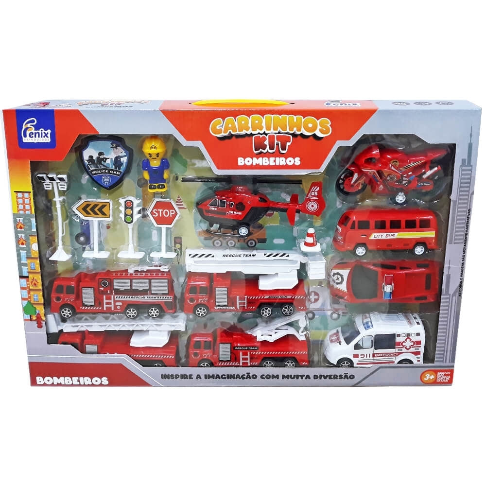Kit Carrinhos Bombeiro Grande - Fenix