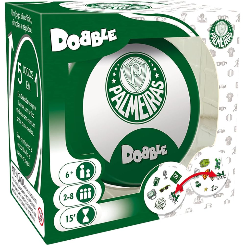 Jogo Dobble Futebol - Palmeiras - Galápagos - MP Brinquedos