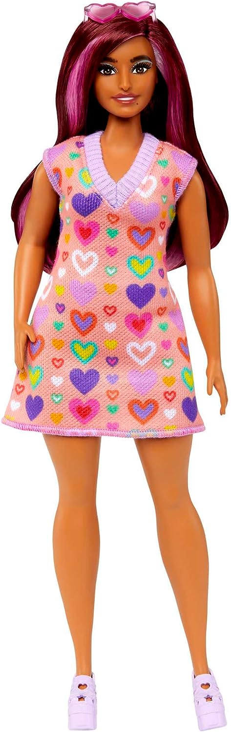 Boneca Barbie Fashionistas Cabelo Rosa - Vestido Corações Hjt04