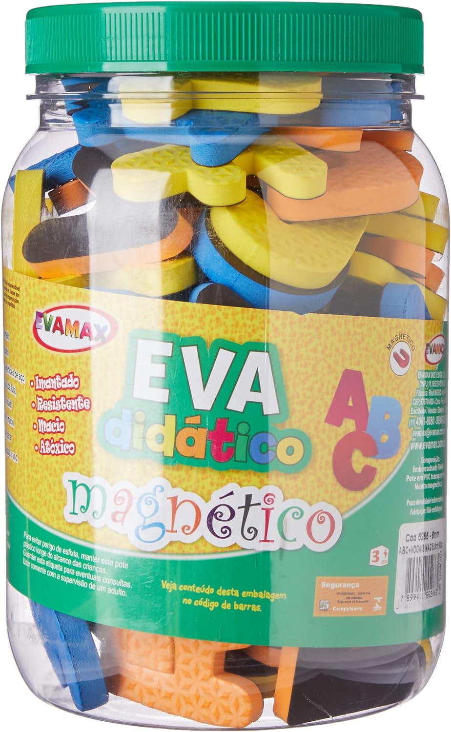 Pote Letras Eva Didático Magnético com 93 Peças - Evamax