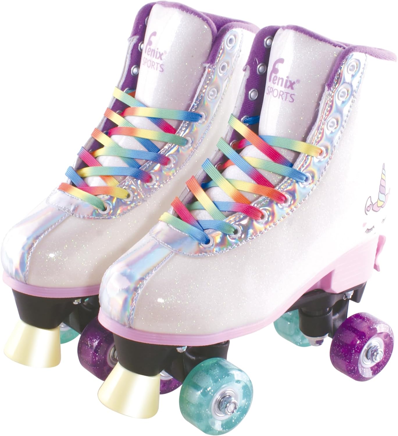Patins Roller Skate Unicórnio 4 Rodas Ajustáveis Tam 35 a 38 - Fenix