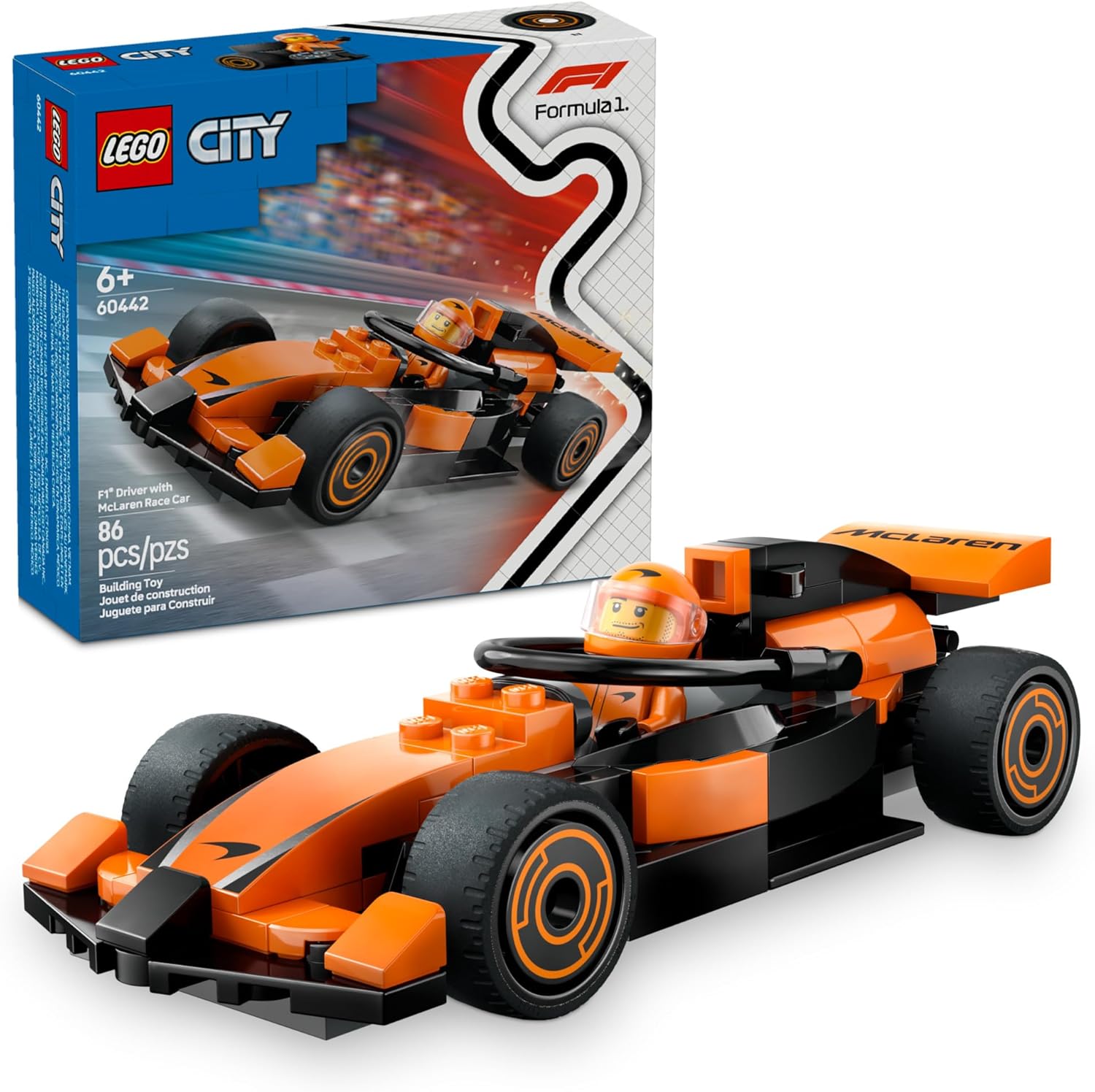 60442 Lego City - Piloto de F1 com Carro de Corrida Mclaren