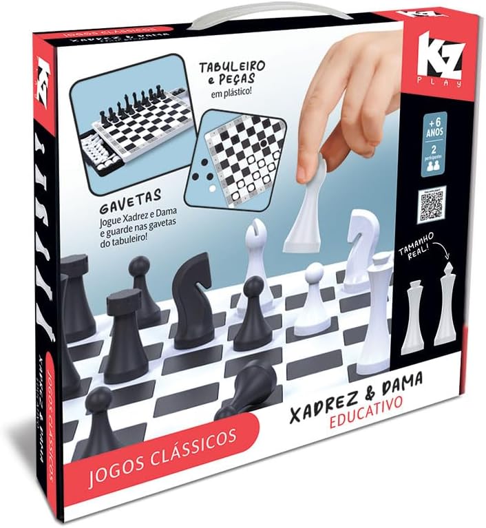 Jogo Xadrez e Dama Educativo - Elka