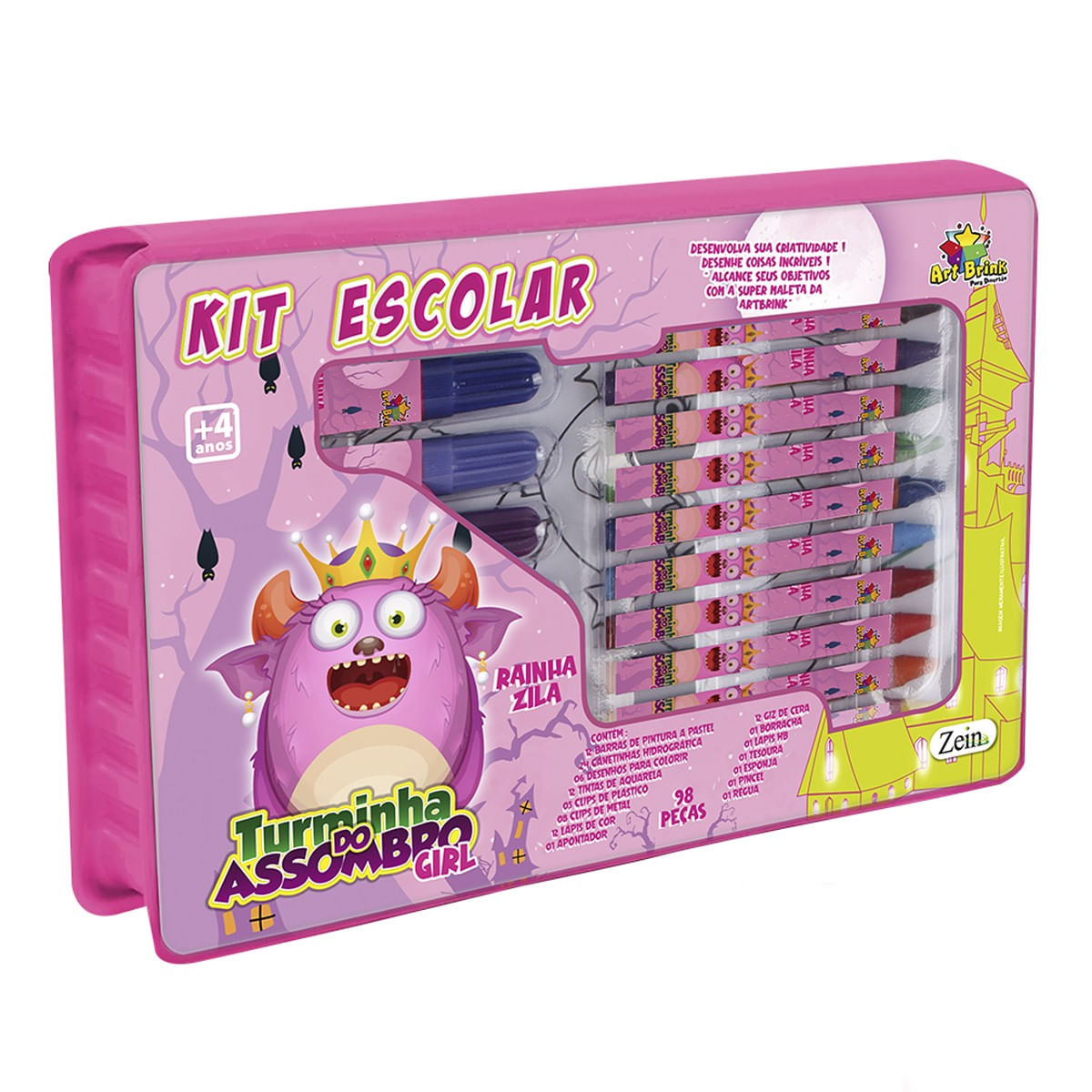 Kit Escolar - Maleta Menina 94 Peças - Art Brink