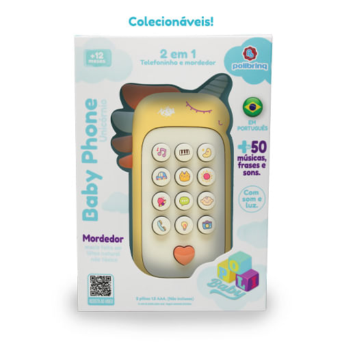 Baby Phone Unicórnio com Som e Luz - Polibrinq - Bb035