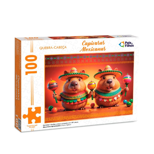 Quebra-Cabeça 100 Peças - Capivaras Mexicanas - Pais & Filhos