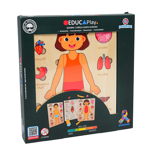 Educa Play - Quebra-Cabeça Corpo Humano - Menina Bdm49 - Polibrinq