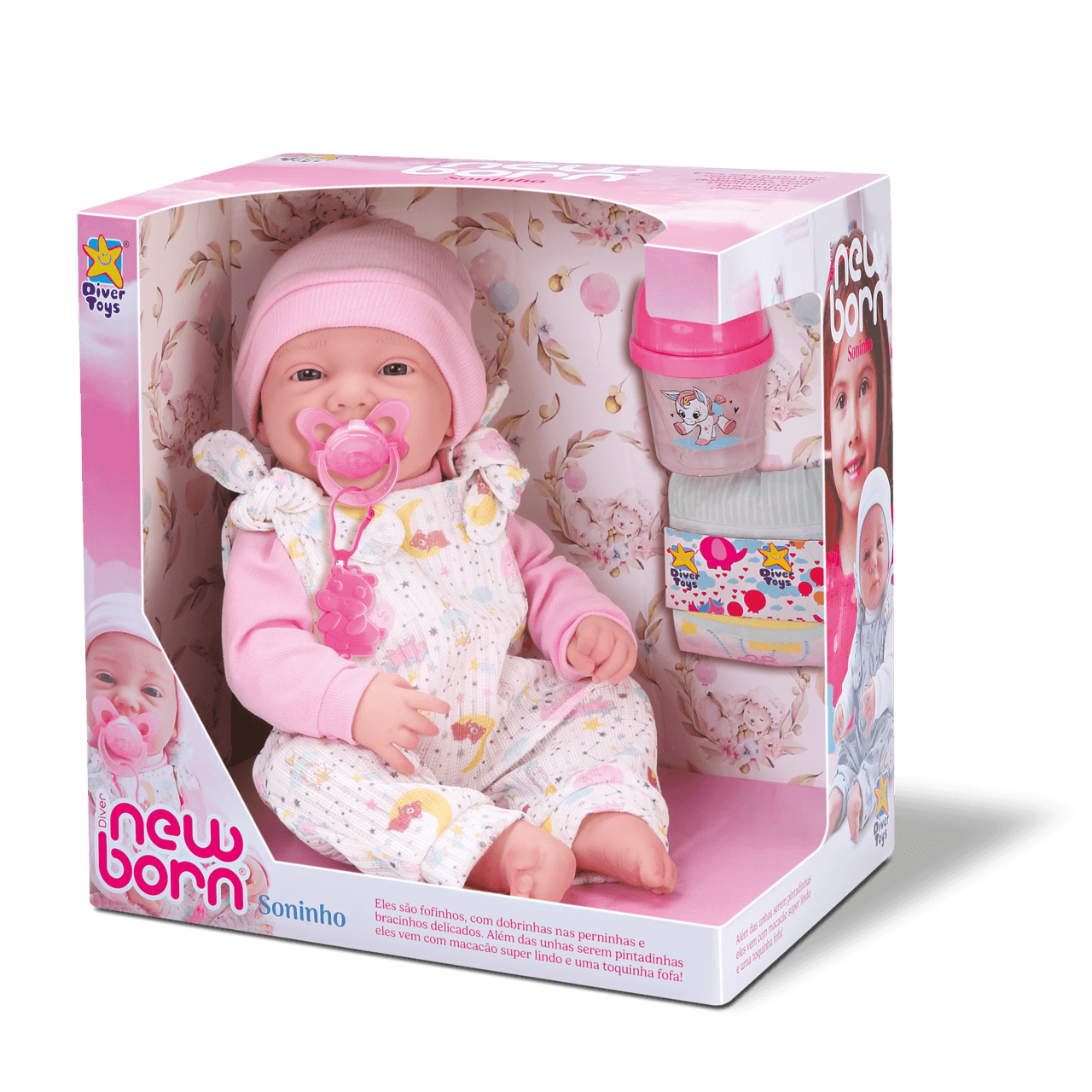 Boneca Diver New Born - Soninho - Menina - Divertoys