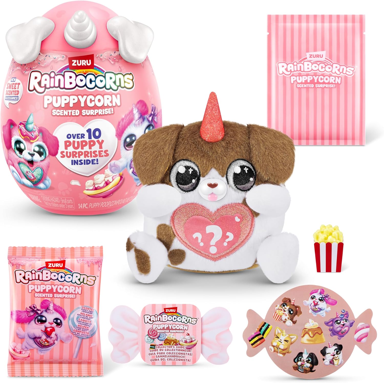 Rainbocorns - Cachorro Pelúcia Puppycorn Surprise com 10 Surpresas Série 8 F0221-3 - Fun