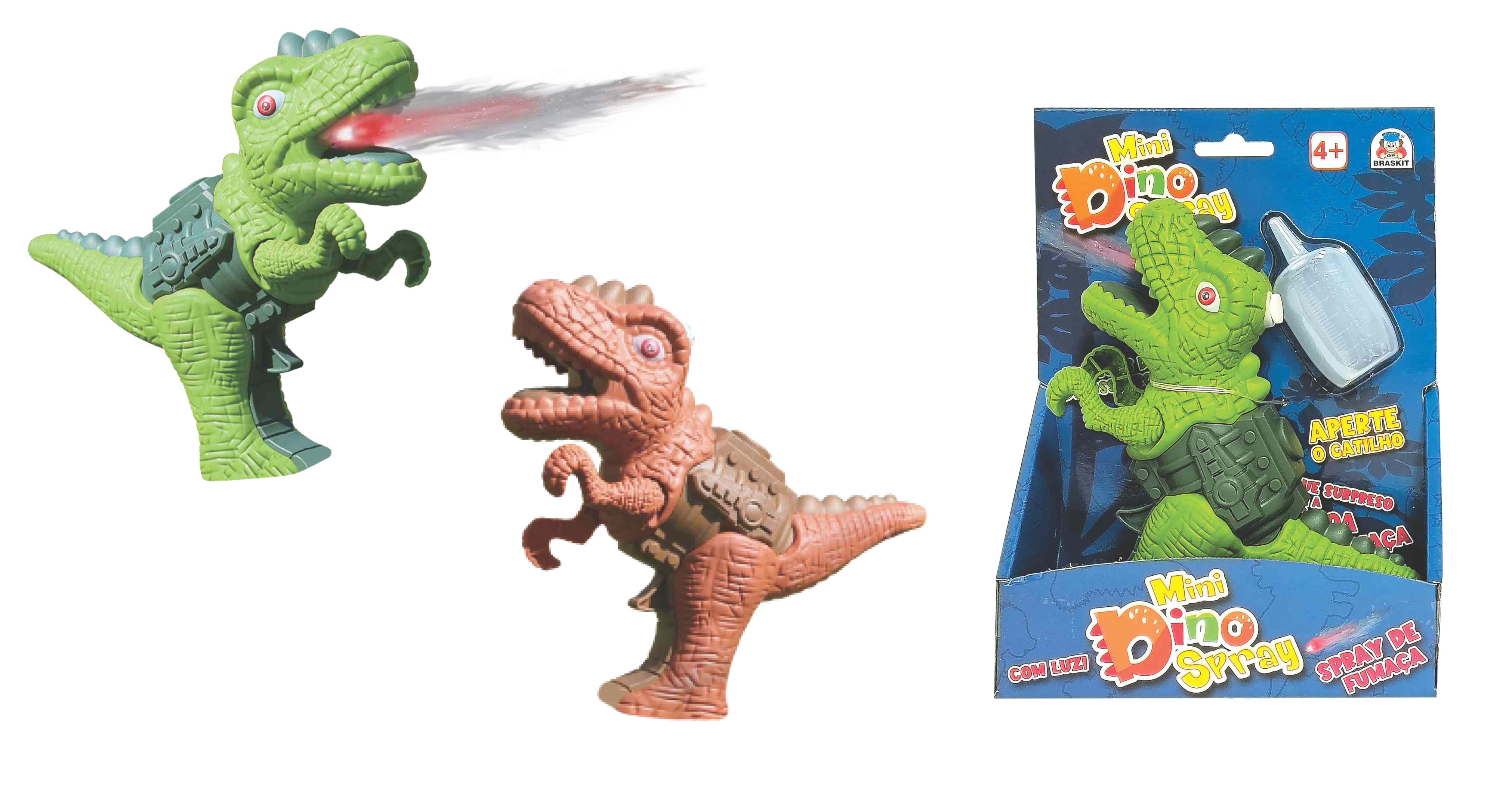 Mini Dino Spray com Luz, Sons e Fumaça - Braskit
