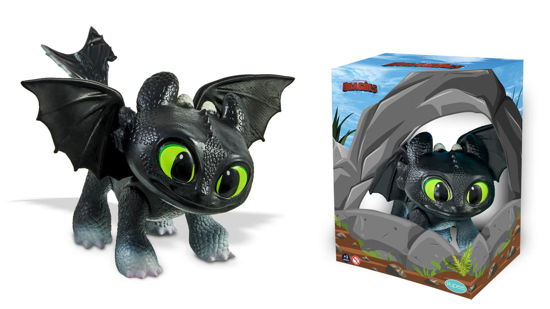 Como Treinar Seu Dragão - Dragão Baby 12cm - Mini Eclipse - Pupee