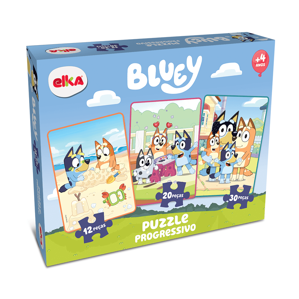 Quebra-Cabeça Progressivo 12, 20 e 30 Peças - Bluey - Elka