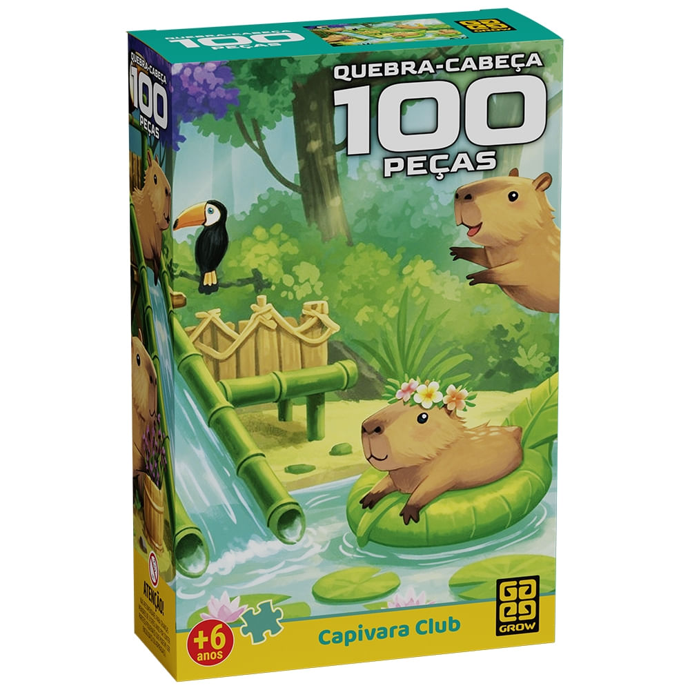 Quebra-Cabeça 100 Peças - Capivara Club - Grow