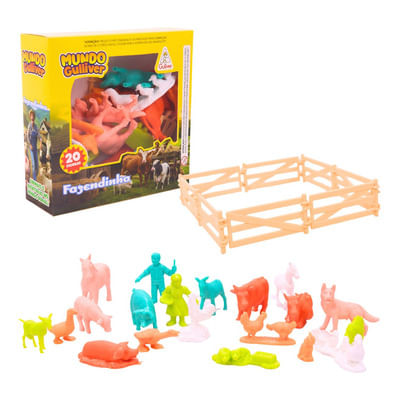 Mundo Gulliver - Fazendinha com 20 Figuras e 8 Cercas
