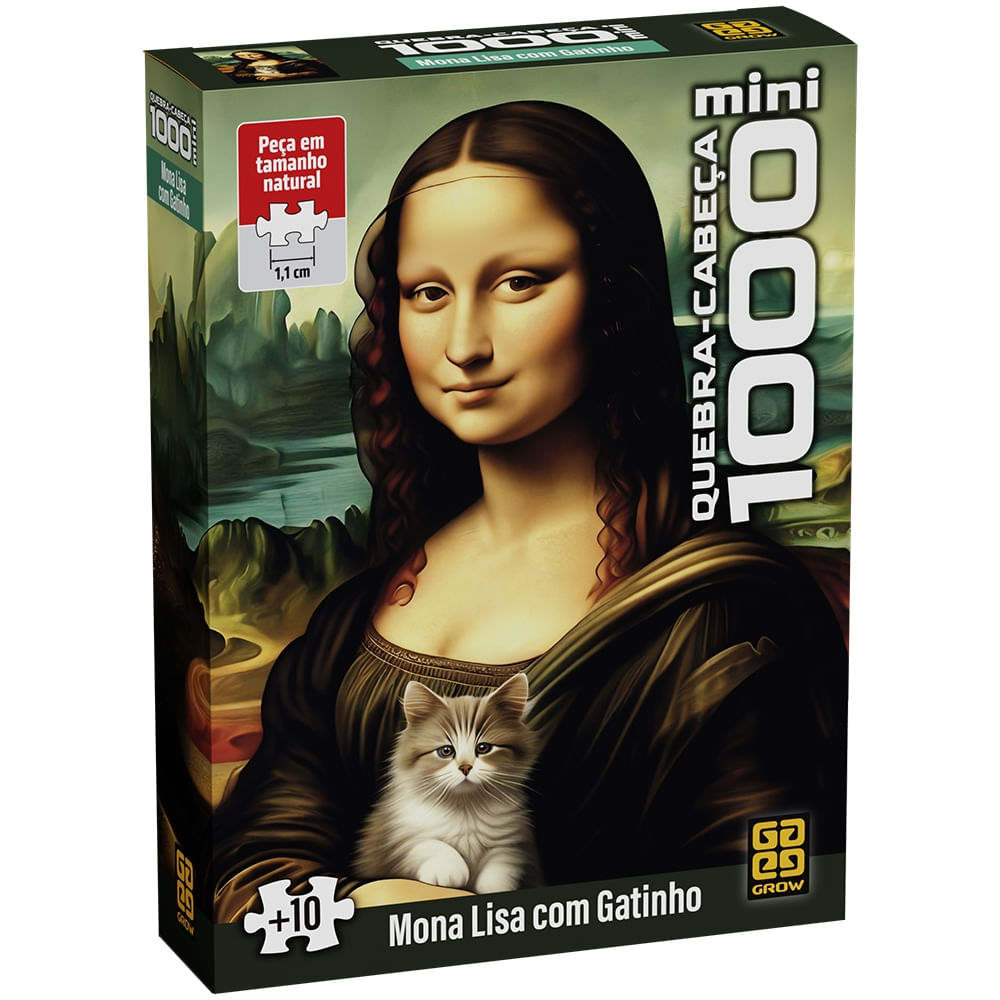 Quebra-Cabeça 1000 Peças Mini - Monalisa com Gatinho - Grow