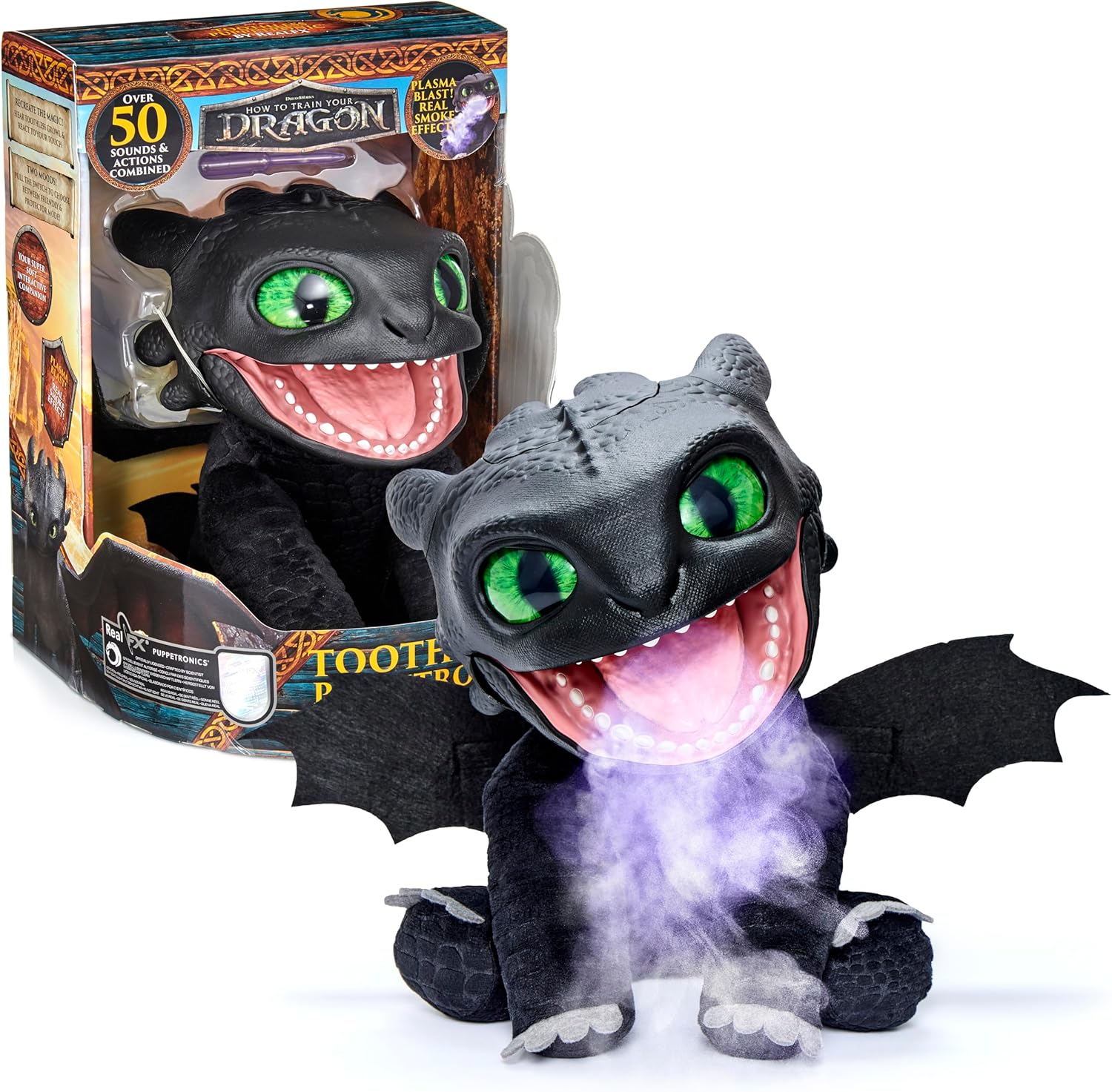 Como Treinar Seu Dragão - Toothless Real Fx - Pelúcia Interativa 30cm - Sunny