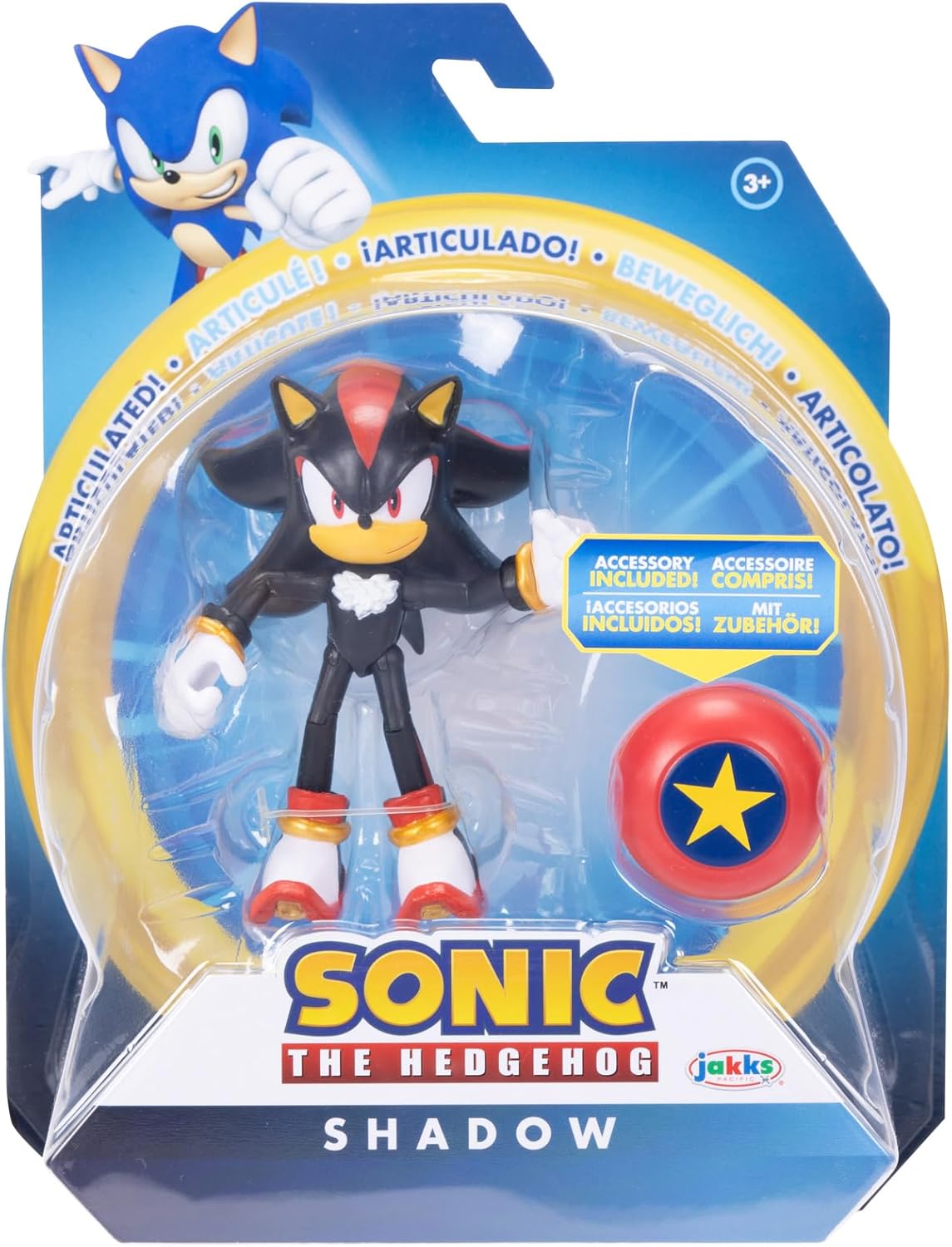 Sonic - Boneco Articulado Shadow 10cm com Acessório 4551 - Sunny