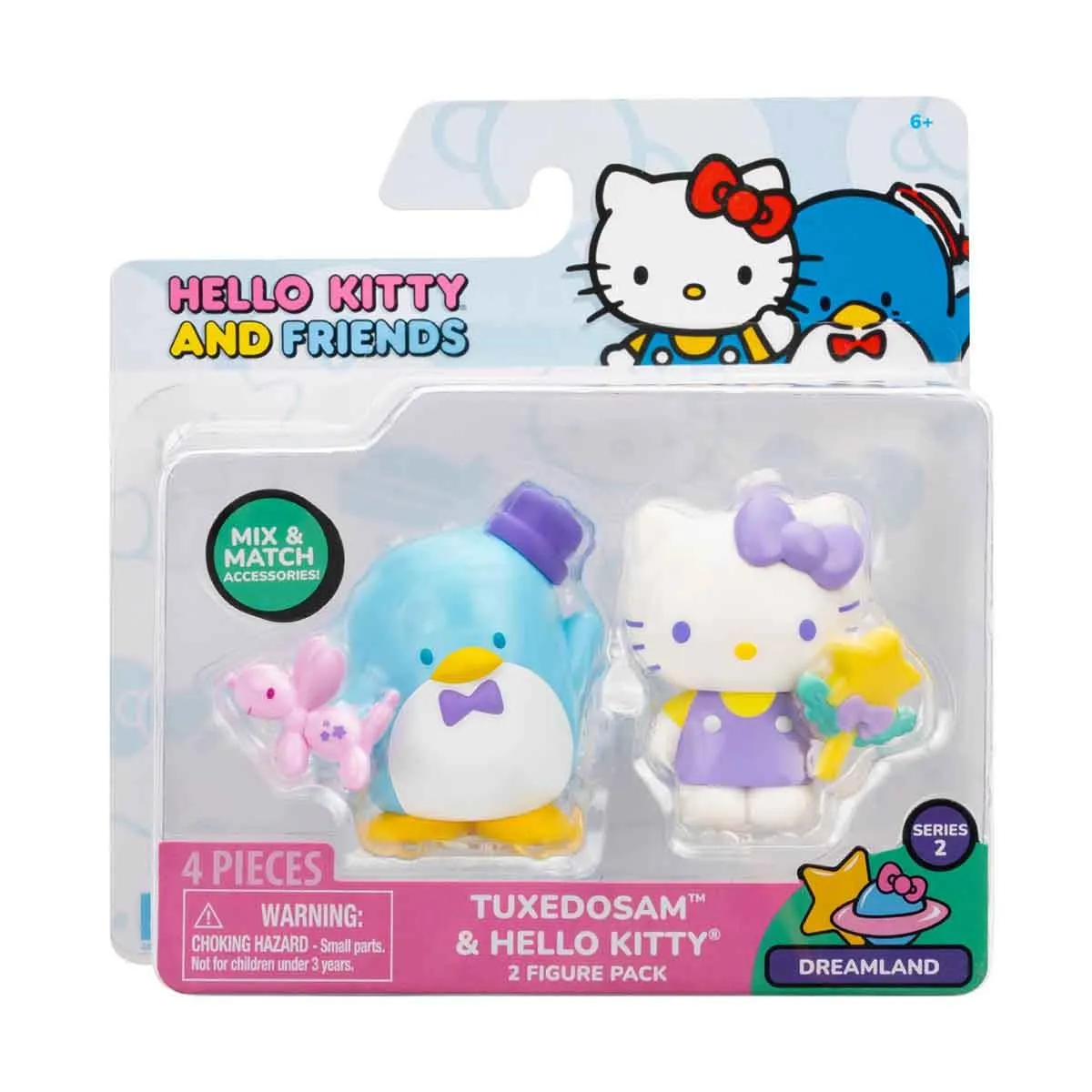 Hello Kitty - Pack com 2 Figuras e Acessórios - Tuxedosam e Hello Kitty - Série 2 - Terra Dos Sonhos - Sunny
