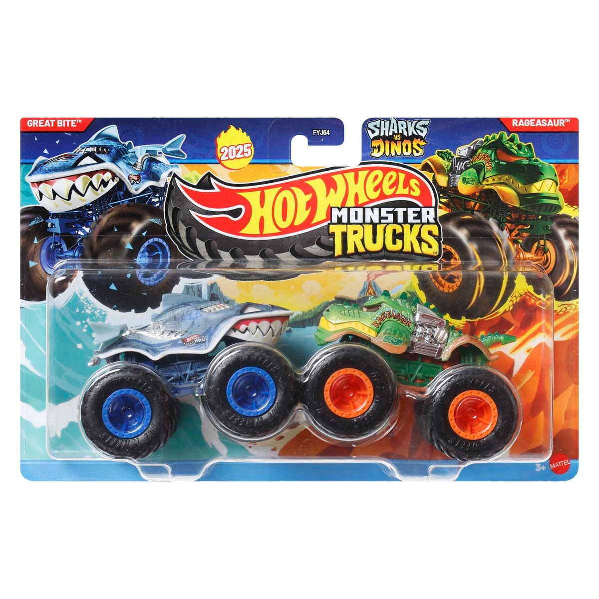 Hot Wheels - Monster Trucks 1:64 - Pack com 2 - Great Bite Vs Rageasaur Jcc71