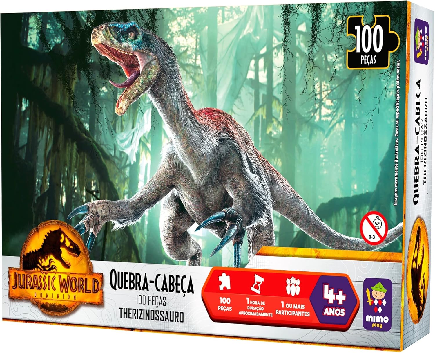 Quebra-Cabeça 100 Peças - Jurassic World - Therizinossauro - Mimo Toys