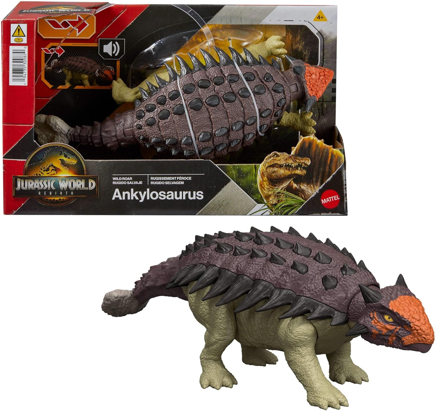 Jurassic World Rebirth - Dinossauro Rugido Selvagem - Ankylosaurus Jgb90