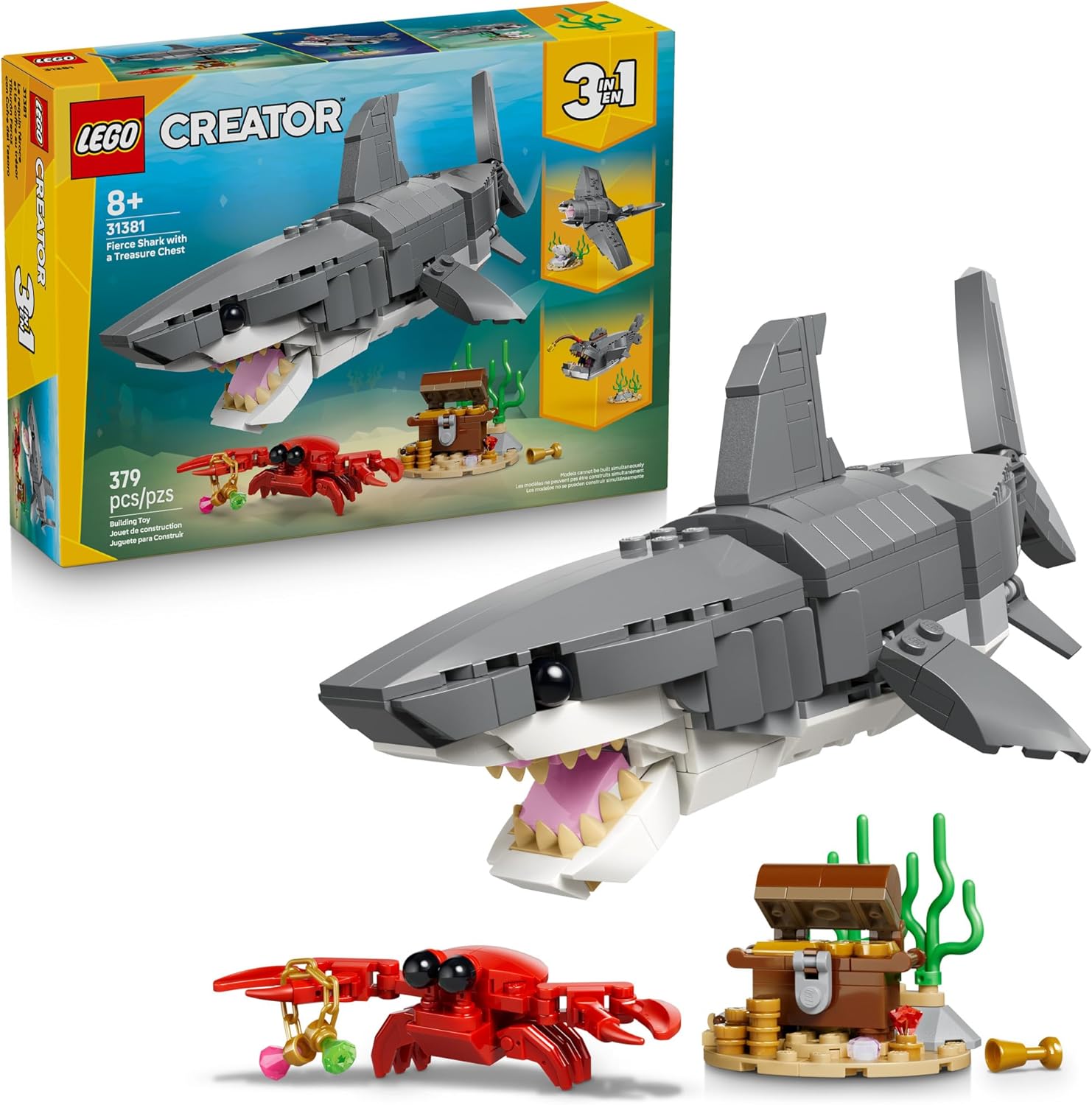 31381 Lego Creator 3 em 1 - Tubarão Feroz com Um Baú do Tesouro