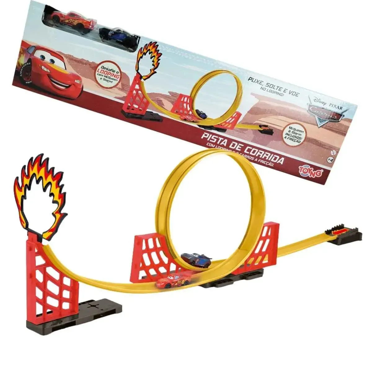 Carros - Pista de Corrida com Looping e 2 Carros Fricção 61786 - Toyng