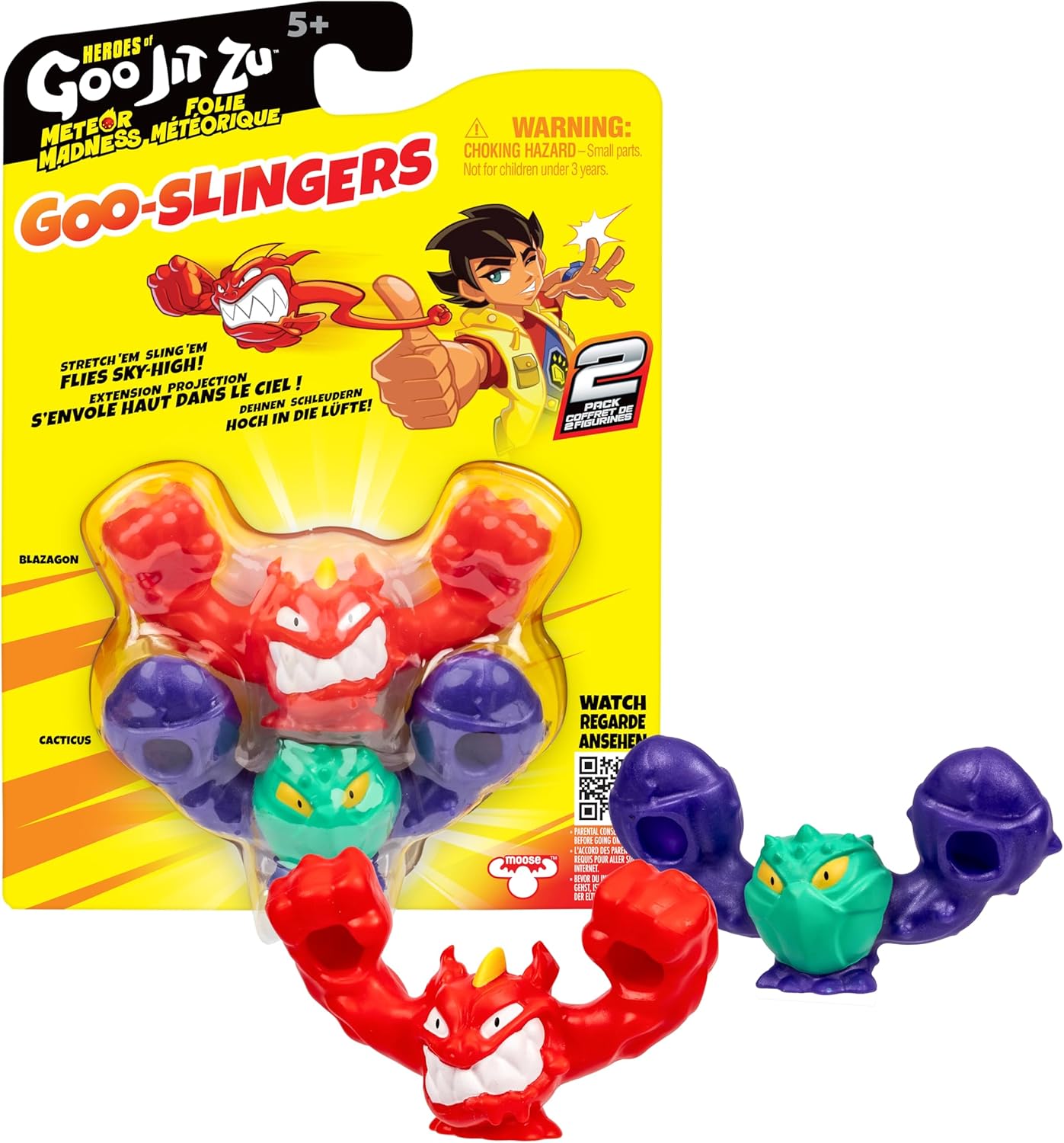 Goo Jit Zu - Pack com 2 Heróis - Meteor Medness Goo-Slingers - Blazagon e Cacticus - Sunny