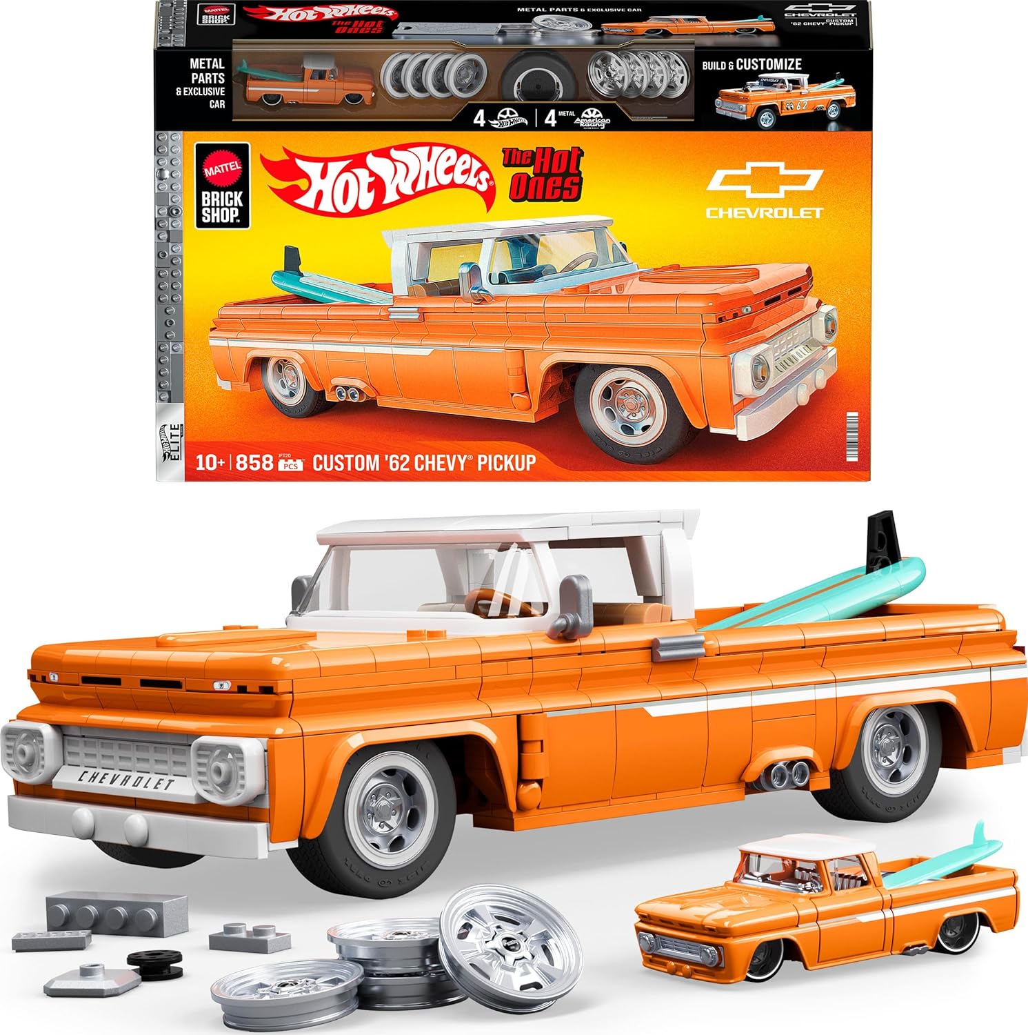 Hot Wheels - Super Carro Custom 62 Chevy Pick-Up Brick Shop para Montar Jft20