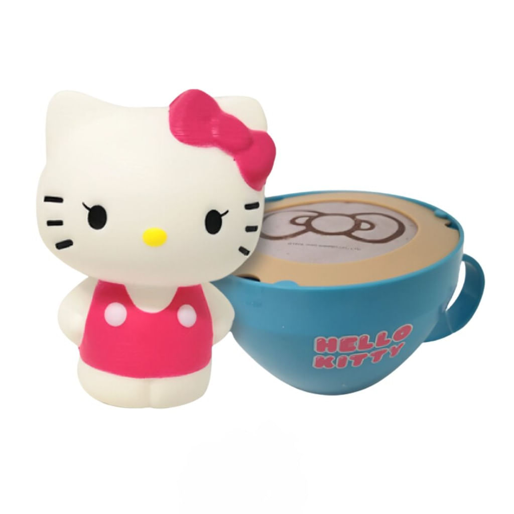 Hello Kitty - Xícara Cappuccino com Boneca Squishy Surpresa - Fun