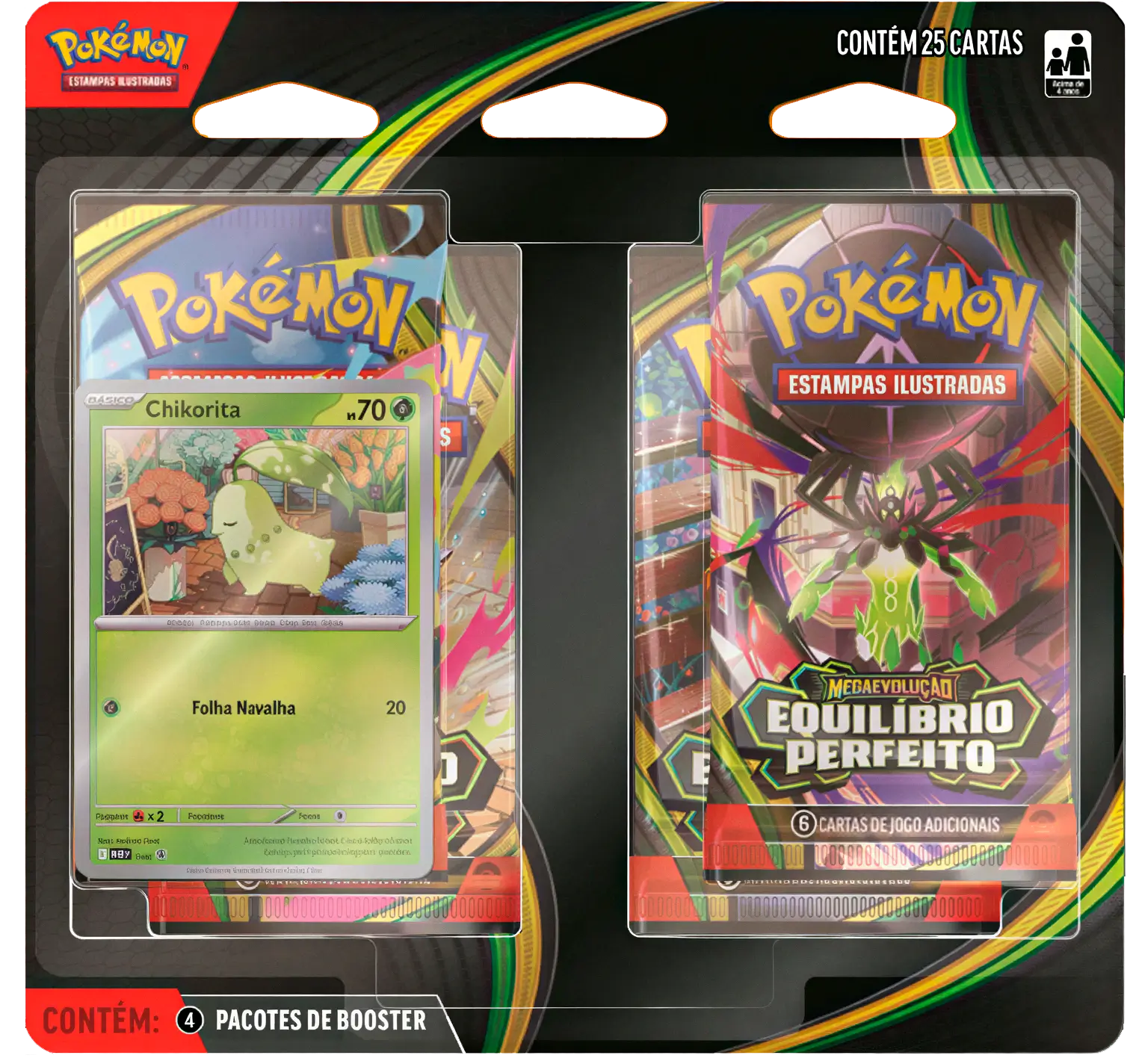 Pokemon Cartas - Mega Evolução - Equilíbrio Perfeito - Blister Quádruplo com 25 Cards