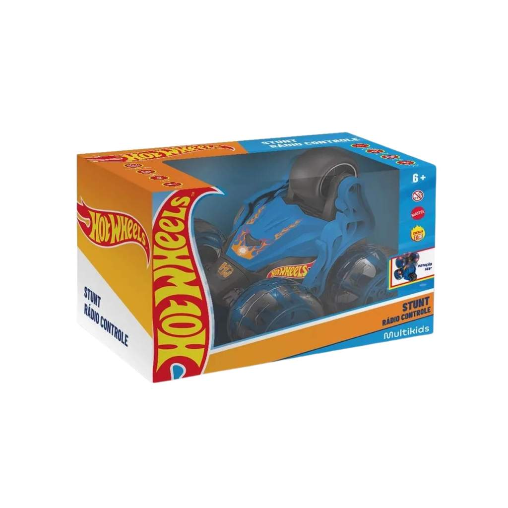 Carrinho de Controle Remoto Hot Wheels - Stunt Azul 1:18 - Multikids