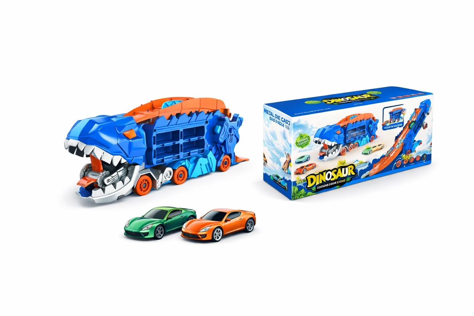 Caminhão Dinossauro com 2 Carrinhos - Mega Toys