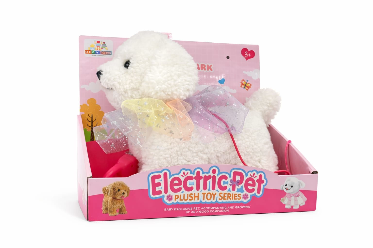 Cachorro Pelúcia Interativo Poodle Branco com Lacinho - Mega Toys