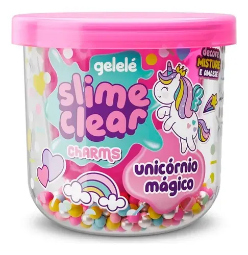 Geleca Gelelé Slime Clear Charms Unicórnio Mágico 122g