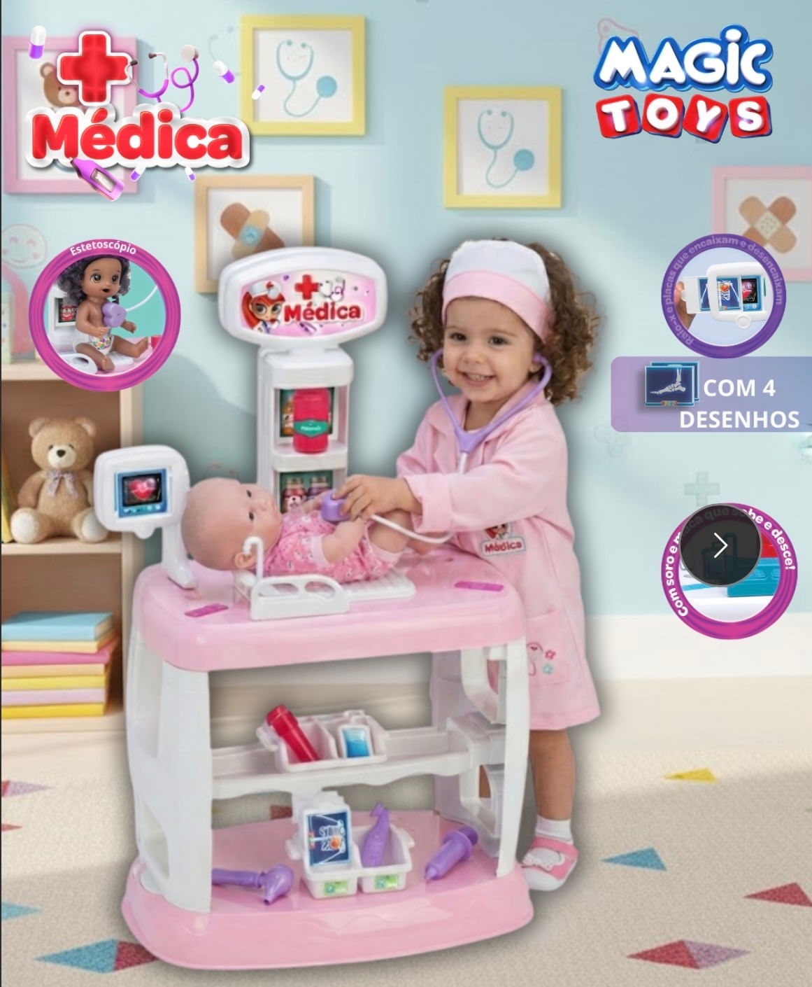 Bancada de Médico - Rosa - Magic Toys