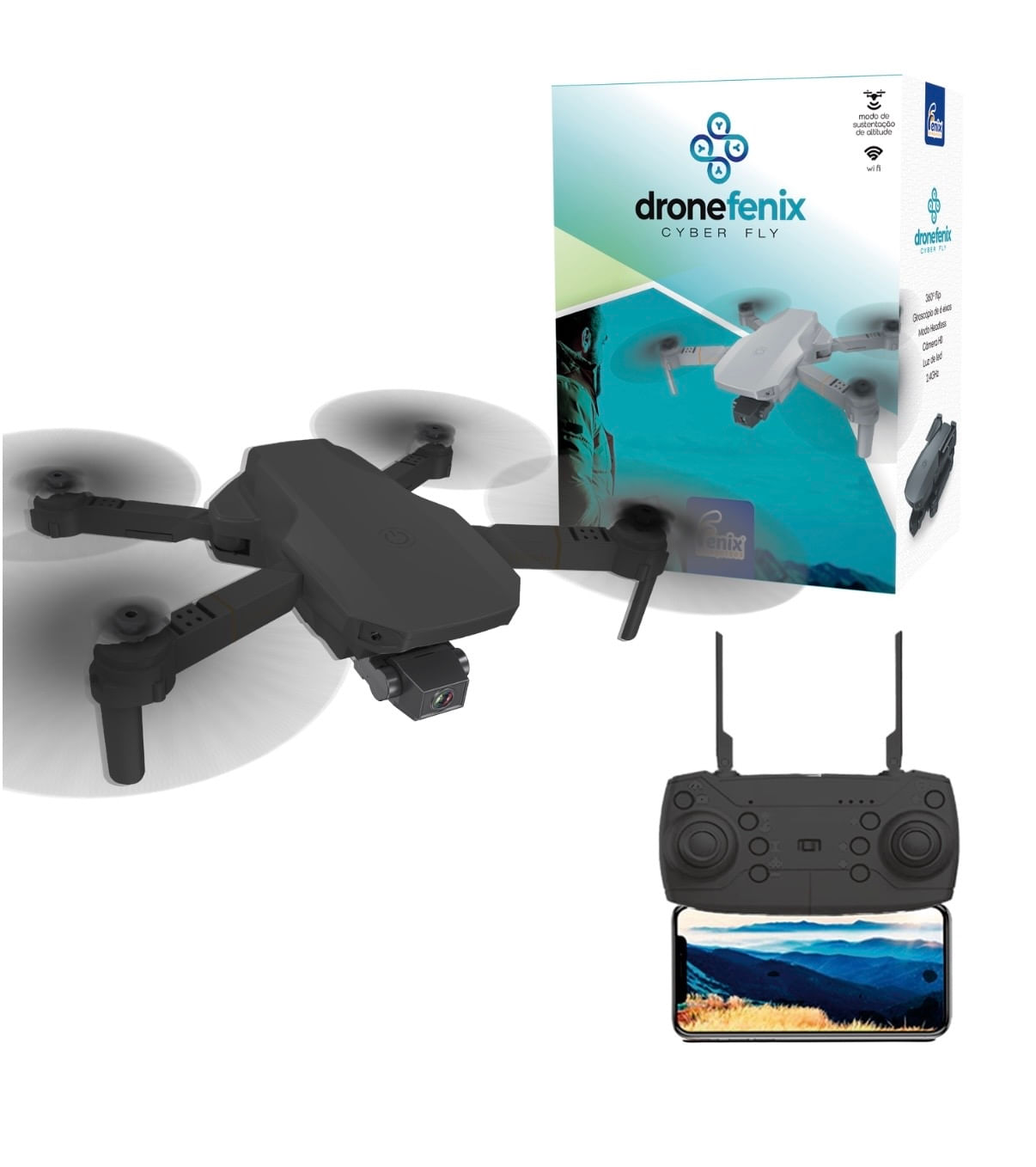 Drone com Controle Remoto e Câmera Wi-Fi - Preto - Fenix