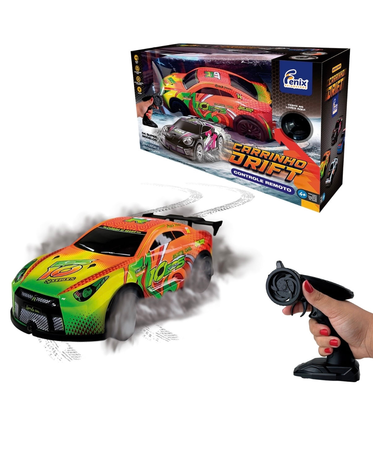 Carrinho Drift com Controle Remoto Amarelo - Fenix