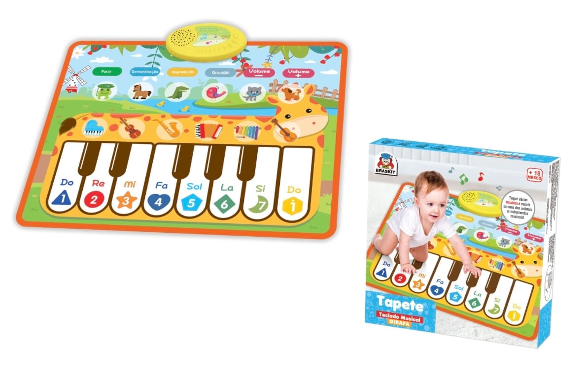 Tapete Teclado Musical Girafa com Sons - Braskit