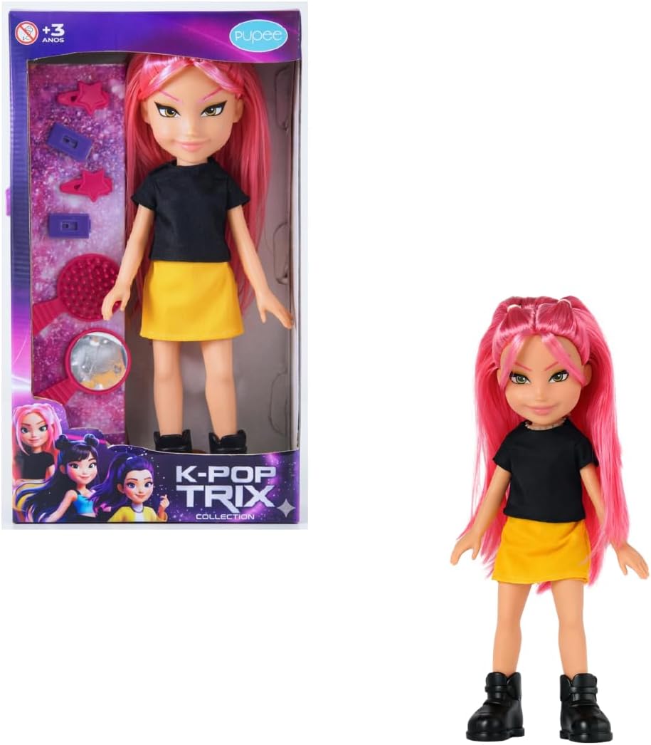 Boneca K-Pop Trix - Cabelo Rosa - Pupee