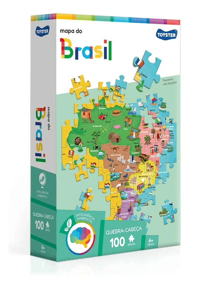 Quebra-Cabeça 100 Peças - Mapa do Brasil - Toyster