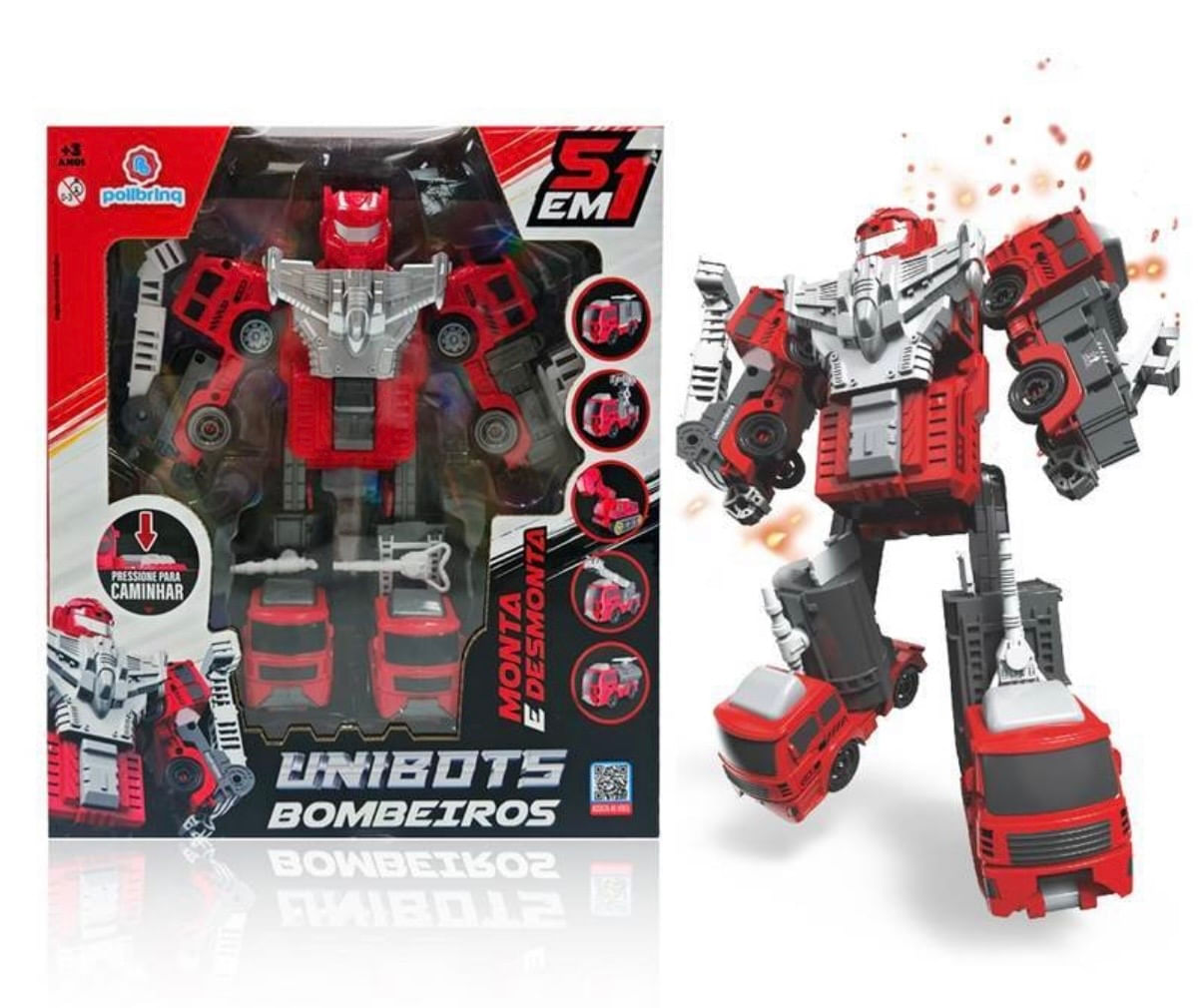 Unibots - Bombeiro - Monta e Desmonta - Polibrinq
