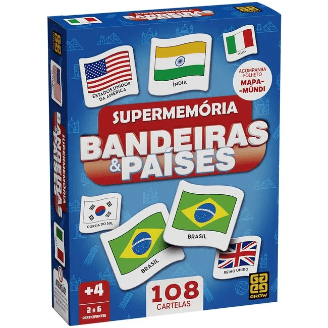 Jogo Super Memória Bandeiras & Países - Grow
