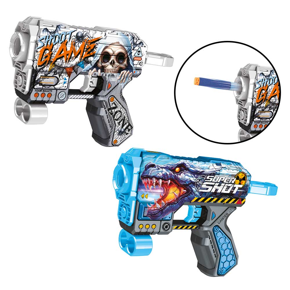 Lançador Super Shot Printed com 6 Dardos Dmt0213 - Dm Toys